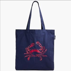 J Crew Navy Critter Reusable Tote Pale Indigo Crab